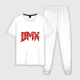 Мужская пижама хлопок с принтом DMX - Red & White в городе Новоалтайск, 100% хлопок | брюки и футболка прямого кроя, без карманов, на брюках мягкая резинка на поясе и по низу штанин
 | dmx | dog | earl simmons | hip hop | music | new york | rap | rapper | rip | ruff ryders | диэмикс | музыка | нью йорк | пёс | рэп | рэпер | хипхоп | эрл симмонс