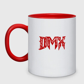 Кружка двухцветная с принтом DMX - Red & White в городе Новоалтайск, керамика | объем — 330 мл, диаметр — 80 мм. Цветная ручка и кайма сверху, в некоторых цветах — вся внутренняя часть | Тематика изображения на принте: dmx | dog | earl simmons | hip hop | music | new york | rap | rapper | rip | ruff ryders | диэмикс | музыка | нью йорк | пёс | рэп | рэпер | хипхоп | эрл симмонс