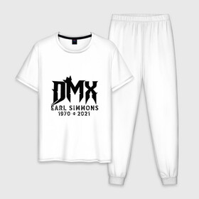 Мужская пижама хлопок с принтом DMX King в городе Новоалтайск, 100% хлопок | брюки и футболка прямого кроя, без карманов, на брюках мягкая резинка на поясе и по низу штанин
 | dmx | dog | earl simmons | hip hop | music | new york | rap | rapper | rip | ruff ryders | диэмикс | музыка | нью йорк | пёс | рэп | рэпер | хипхоп | эрл симмонс