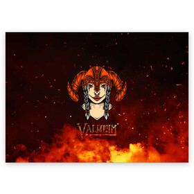 Поздравительная открытка с принтом Valheim девушка воин в городе Новоалтайск, 100% бумага | плотность бумаги 280 г/м2, матовая, на обратной стороне линовка и место для марки
 | fantasy | mmo | valheim | valve | валхейм | вальхейм | викинги | выживалка | игра | королевская битва | ммо | ролевая игра | фэнтази