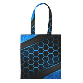 Шоппер 3D с принтом 3D luxury blue 3Д СОТЫ и плиты в городе Новоалтайск, 100% полиэстер | Плотность: 200 г/м2; Размер: 34×35 см; Высота лямок: 30 см | luxury | versace | vip | абстракция | версаче | вип | паттерн | роскошь | текстуры
