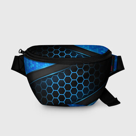 Поясная сумка 3D с принтом 3D luxury blue 3Д СОТЫ и плиты в городе Новоалтайск, 100% полиэстер | плотная ткань, ремень с регулируемой длиной, внутри несколько карманов для мелочей, основное отделение и карман с обратной стороны сумки застегиваются на молнию | luxury | versace | vip | абстракция | версаче | вип | паттерн | роскошь | текстуры