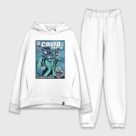 Женский костюм хлопок Oversize с принтом Комикс Covid 19 Heroes в городе Новоалтайск,  |  | covid | doctor | masked | real heroes | sputnik v | superheroes | vaccinated | vaccine | вакцина | вакцинирован | доктор | доктор в маске | ковивак | ковид | коронавирус | настоящие герои | обложка | прививка | спутник | супергерои