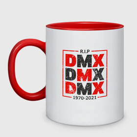 Кружка двухцветная с принтом DMX R.I.P. в городе Новоалтайск, керамика | объем — 330 мл, диаметр — 80 мм. Цветная ручка и кайма сверху, в некоторых цветах — вся внутренняя часть | Тематика изображения на принте: dmx | dog | earl simmons | hip hop | music | new york | rap | rapper | rip | ruff ryders | диэмикс | музыка | нью йорк | пёс | рэп | рэпер | хипхоп | эрл симмонс