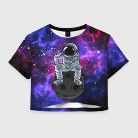 Женская футболка Crop-top 3D с принтом Distant galaxy в городе Новоалтайск, 100% полиэстер | круглая горловина, длина футболки до линии талии, рукава с отворотами | nasa | space | spacex | star | абстракция | астронавт | астрономия | вселенная | галактика | геометрия | звёзды | космонавт | космос | текстура
