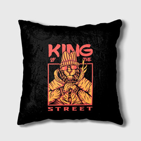 Подушка 3D с принтом KING Street в городе Новоалтайск, наволочка – 100% полиэстер, наполнитель – холлофайбер (легкий наполнитель, не вызывает аллергию). | состоит из подушки и наволочки. Наволочка на молнии, легко снимается для стирки | animal | brutal | king | megane | of | street | the | горила | животное | зверь | король | обезьяна | реп | улиц | хипстер