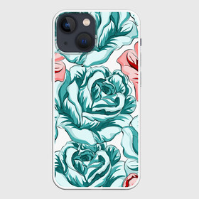 Чехол для iPhone 13 mini с принтом Розы в городе Новоалтайск,  |  | арт | красная роза | красные розы | красный цветок | рисунок | роза | розы | синие розы | синие цветы | синий цветок | синяя роза | цветок | цветы