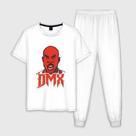 Мужская пижама хлопок с принтом DMX Red в городе Новоалтайск, 100% хлопок | брюки и футболка прямого кроя, без карманов, на брюках мягкая резинка на поясе и по низу штанин
 | dmx | dog | earl simmons | hip hop | music | new york | rap | rapper | rip | ruff ryders | диэмикс | музыка | нью йорк | пёс | рэп | рэпер | хипхоп | эрл симмонс