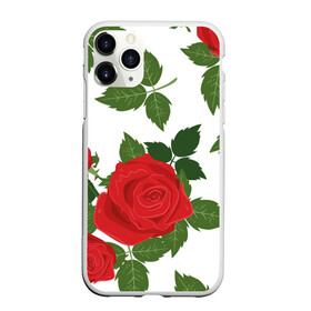 Чехол для iPhone 11 Pro Max матовый с принтом Большие розы в городе Новоалтайск, Силикон |  | арт | белый | большие бутоны | большие розы | большой бутон | зелёный | красная роза | красные розы | красные цветы | красный | красный цветок | листок | листья | поле | поле цветов | рисунок | роза