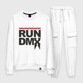 Женский костюм хлопок с принтом RUN DMX в городе Новоалтайск, 100% хлопок | на свитшоте круглая горловина, мягкая резинка по низу. Брюки заужены к низу, на них два вида карманов: два 