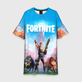 Детское платье 3D с принтом Fortnite Новая Глава в городе Новоалтайск, 100% полиэстер | прямой силуэт, чуть расширенный к низу. Круглая горловина, на рукавах — воланы | 2 глава | epic games | fortnite | jonesy | джонси | джоунзи | фортнайт