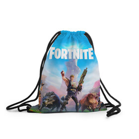 Рюкзак-мешок 3D с принтом Fortnite Новая Глава в городе Новоалтайск, 100% полиэстер | плотность ткани — 200 г/м2, размер — 35 х 45 см; лямки — толстые шнурки, застежка на шнуровке, без карманов и подкладки | 2 глава | epic games | fortnite | jonesy | джонси | джоунзи | фортнайт