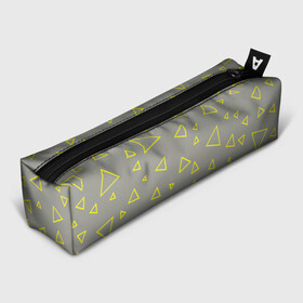 Пенал 3D с принтом Желтый и серый | Yellow & gray в городе Новоалтайск, 100% полиэстер | плотная ткань, застежка на молнии | Тематика изображения на принте: gray | triangle | yellow | желтый | серый | треугольник