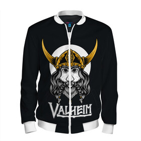 Мужской бомбер 3D с принтом Valheim Viking в городе Новоалтайск, 100% полиэстер | застегивается на молнию, по бокам два кармана без застежек, по низу бомбера и на воротнике - эластичная резинка | Тематика изображения на принте: fantasy | mmo | valheim | valve | валхейм | вальхейм | викинги | выживалка | игра | королевская битва | ммо | ролевая игра | фэнтази