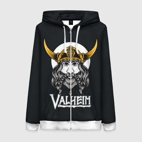 Женская толстовка 3D на молнии с принтом Valheim Viking в городе Новоалтайск, 100% полиэстер | длина до линии бедра, манжеты и пояс оформлены мягкой тканевой резинкой, двухслойный капюшон со шнурком для регулировки, спереди молния, по бокам два кармана | fantasy | mmo | valheim | valve | валхейм | вальхейм | викинги | выживалка | игра | королевская битва | ммо | ролевая игра | фэнтази