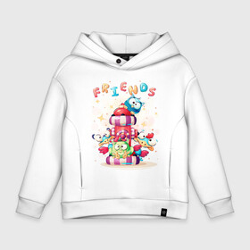 Детское худи Oversize хлопок с принтом Друзья в городе Новоалтайск, френч-терри — 70% хлопок, 30% полиэстер. Мягкий теплый начес внутри —100% хлопок | боковые карманы, эластичные манжеты и нижняя кромка, капюшон на магнитной кнопке | арт | графика | друзья | животные | звери