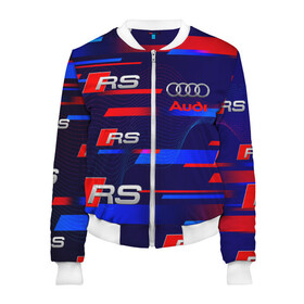 Женский бомбер 3D с принтом AUDI RS SPORT / АУДИ РС СПОРТ в городе Новоалтайск, 100% полиэстер | застегивается на молнию, по бокам два кармана без застежек, мягкие манжеты, по низу бомбера и на воротнике — эластичная резинка | audi | car | q5 | q6 | q7 | rs. | sportcar | а3 | а4 | а6 | а8 | авто | автомобиль | ауди | рс | спорт | спорткар