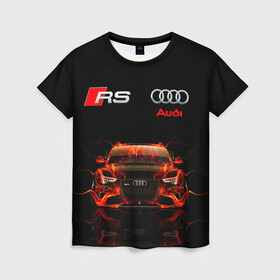 Женская футболка 3D с принтом AUDI RS 5 FIRE / АУДИ РС 5 в городе Новоалтайск, 100% полиэфир ( синтетическое хлопкоподобное полотно) | прямой крой, круглый вырез горловины, длина до линии бедер | audi | car | fire. | q5 | q6 | q7 | rs 5 | sportcar | а3 | а4 | а6 | а8 | авто | автомобиль | ауди | огонь | рс 5 | спорт | спорткар
