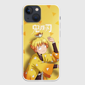 Чехол для iPhone 13 mini с принтом Zenitsu Agatsuma Kimetsu no Yaiba в городе Новоалтайск,  |  | Тематика изображения на принте: demon slayer | kamado | kimetsu no yaiba | nezuko | tanjiro | аниме | гию томиока | зеницу агацума | иноске хашибира | камадо | клинок | корзинная девочка | манга | музан кибуцуджи | незуко | рассекающий демонов | танджиро