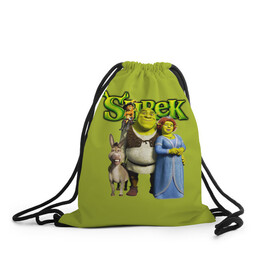 Рюкзак-мешок 3D с принтом Шрек Shrek в городе Новоалтайск, 100% полиэстер | плотность ткани — 200 г/м2, размер — 35 х 45 см; лямки — толстые шнурки, застежка на шнуровке, без карманов и подкладки | Тематика изображения на принте: cartoon | fiona | shrek | болото | детям | комедия | кот в сапогах | мультик | огр | осел | персонажи мультфильмов | тролль | фиона | шрек