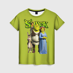 Женская футболка 3D с принтом Шрек Shrek в городе Новоалтайск, 100% полиэфир ( синтетическое хлопкоподобное полотно) | прямой крой, круглый вырез горловины, длина до линии бедер | cartoon | fiona | shrek | болото | детям | комедия | кот в сапогах | мультик | огр | осел | персонажи мультфильмов | тролль | фиона | шрек