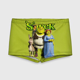 Детские купальные плавки 3D с принтом Шрек/Shrek в городе Новоалтайск, Полиэстер 85%, Спандекс 15% | Слитный крой, подклад по переду изделия, узкие бретели | Тематика изображения на принте: cartoon | fiona | shrek | болото | детям | комедия | кот в сапогах | мультик | огр | осел | персонажи мультфильмов | тролль | фиона | шрек