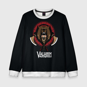 Детский свитшот 3D с принтом Valheim Viking Bear в городе Новоалтайск, 100% полиэстер | свободная посадка, прямой крой, мягкая тканевая резинка на рукавах и понизу свитшота | fantasy | mmo | valheim | valve | валхейм | вальхейм | викинги | выживалка | игра | королевская битва | ммо | ролевая игра | фэнтази
