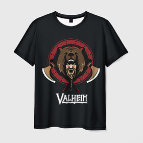 Мужская футболка 3D с принтом Valheim Viking Bear в городе Новоалтайск, 100% полиэфир | прямой крой, круглый вырез горловины, длина до линии бедер | fantasy | mmo | valheim | valve | валхейм | вальхейм | викинги | выживалка | игра | королевская битва | ммо | ролевая игра | фэнтази