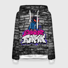 Женская толстовка 3D с принтом Friday Night Funkin Bomb man B в городе Новоалтайск, 100% полиэстер  | двухслойный капюшон со шнурком для регулировки, мягкие манжеты на рукавах и по низу толстовки, спереди карман-кенгуру с мягким внутренним слоем. | bomb | bombman | friday night funkin | man | белый | бомб | бомба | бомбмэн | кирпич | микрофон | мэн | рисовка | розовый | текстура | фиолетовый | фрайдэй | цвета | черный