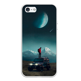 Чехол для iPhone 5/5S матовый с принтом Космос в горах в городе Новоалтайск, Силикон | Область печати: задняя сторона чехла, без боковых панелей | горы | звёзды | космос | луна | небо | фантастика | чудо
