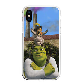 Чехол для iPhone XS Max матовый с принтом Шрек Кот и Осёл в городе Новоалтайск, Силикон | Область печати: задняя сторона чехла, без боковых панелей | Тематика изображения на принте: 20 | 4к | boots | cat | donkey | fiona | green | in | me | meme | memes | once | shrek | somebody | told | в | зеленый | кот | лет | мем | мемы | мульт | мультфильм | огр | огры | осел | сапогах | фиона | шрек