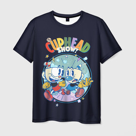 Мужская футболка 3D с принтом The Cuphead Show! в городе Новоалтайск, 100% полиэфир | прямой крой, круглый вырез горловины, длина до линии бедер | animation | cup | cuphead | gamer | mugman | retro | run and gun | shooter | анимация | ретро | чашек | чашка | чашкоголовый | шутер