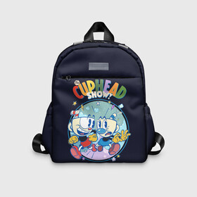 Детский рюкзак 3D с принтом The Cuphead Show в городе Новоалтайск, 100% полиэстер | лямки с регулируемой длиной, сверху петелька, чтобы рюкзак можно было повесить на вешалку. Основное отделение закрывается на молнию, как и внешний карман. Внутри дополнительный карман. По бокам два дополнительных кармашка | animation | cup | cuphead | gamer | mugman | retro | run and gun | shooter | анимация | ретро | чашек | чашка | чашкоголовый | шутер