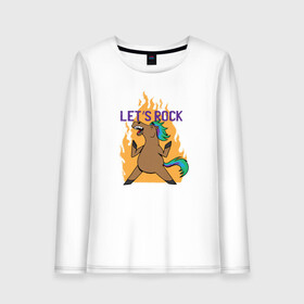 Женский лонгслив хлопок с принтом Lets Rock Horse в городе Новоалтайск, 100% хлопок |  | heavy metal | retro | rock merch | rocker | vintage | вдарим рок | вжарим рок | винтаж | конь | лошадка | лошадь | огонь | пламя | ретро | рок мерч | рок музыка | рокер | хеви метал | хэви металл