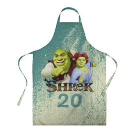 Фартук 3D с принтом Shrek в городе Новоалтайск, 100% полиэстер | общий размер — 65 х 85 см, ширина нагрудника — 26 см, горловина — 53 см, длина завязок — 54 см, общий обхват в поясе — 173 см. Принт на завязках и на горловине наносится с двух сторон, на основной части фартука — только с внешней стороны | dreamworks | shrek | арт | лого | мультфильм | постер | шрек
