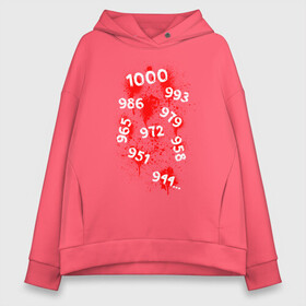 Женское худи Oversize хлопок с принтом 1000  993 986 979 965... в городе Новоалтайск, френч-терри — 70% хлопок, 30% полиэстер. Мягкий теплый начес внутри —100% хлопок | боковые карманы, эластичные манжеты и нижняя кромка, капюшон на магнитной кнопке | 1000 7 | 1000 минус семь | anime | tokyo ghoul | аниме | анимэ | гули | канеки кен | кузен йошимура | нишики нишио | ренджи йомо | ризе камиширо | токийский гуль | тоука киришима | ута | шуу цукияма