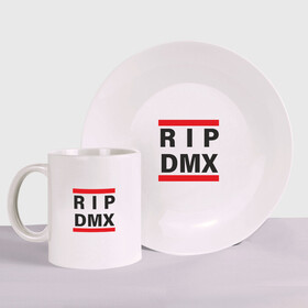 Набор: тарелка + кружка с принтом RIP DMX в городе Новоалтайск, керамика | Кружка: объем — 330 мл, диаметр — 80 мм. Принт наносится на бока кружки, можно сделать два разных изображения. 
Тарелка: диаметр - 210 мм, диаметр для нанесения принта - 120 мм. | dmx | dog | earl simmons | hip hop | music | new york | rap | rapper | rip | ruff ryders | диэмикс | музыка | нью йорк | пёс | рэп | рэпер | хипхоп | эрл симмонс