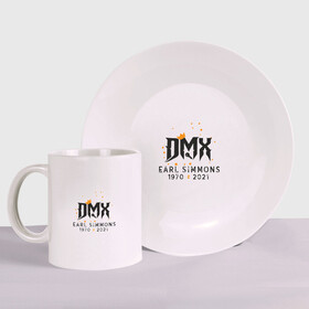 Набор: тарелка + кружка с принтом King DMX в городе Новоалтайск, керамика | Кружка: объем — 330 мл, диаметр — 80 мм. Принт наносится на бока кружки, можно сделать два разных изображения. 
Тарелка: диаметр - 210 мм, диаметр для нанесения принта - 120 мм. | dmx | dog | earl simmons | hip hop | music | new york | rap | rapper | rip | ruff ryders | диэмикс | музыка | нью йорк | пёс | рэп | рэпер | хипхоп | эрл симмонс
