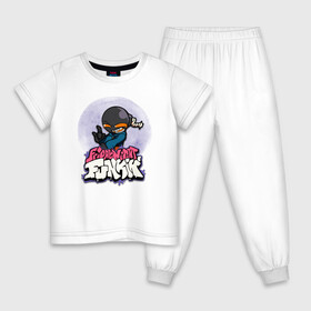 Детская пижама хлопок с принтом Friday Night Funkin BombKid в городе Новоалтайск, 100% хлопок |  брюки и футболка прямого кроя, без карманов, на брюках мягкая резинка на поясе и по низу штанин
 | bomb | bombkid | bombman | friday night funkin | kid | man | белый | бомб | бомба | бомбмэн | кид | мэн | рисовка | розовый | текстура | фиолетовый | фрайдэй | хлопок | цвета | черный