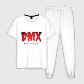 Мужская пижама хлопок с принтом DMX - Rest In Peace в городе Новоалтайск, 100% хлопок | брюки и футболка прямого кроя, без карманов, на брюках мягкая резинка на поясе и по низу штанин
 | dmx | dog | earl simmons | hip hop | music | new york | rap | rapper | rip | ruff ryders | диэмикс | музыка | нью йорк | пёс | рэп | рэпер | хипхоп | эрл симмонс