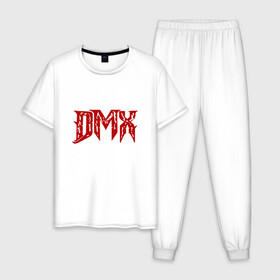 Мужская пижама хлопок с принтом DMX Logo в городе Новоалтайск, 100% хлопок | брюки и футболка прямого кроя, без карманов, на брюках мягкая резинка на поясе и по низу штанин
 | dmx | dog | earl simmons | hip hop | music | new york | rap | rapper | rip | ruff ryders | диэмикс | музыка | нью йорк | пёс | рэп | рэпер | хипхоп | эрл симмонс