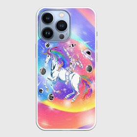 Чехол для iPhone 13 Pro с принтом Космонавт на единороге в городе Новоалтайск,  |  | Тематика изображения на принте: волшебство | градиент | единорог | космонавт | космос | ленты | магия | планеты | разводы | скафандр