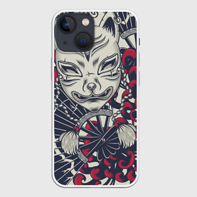 Чехол для iPhone 13 mini с принтом Кицунэ | Маска лисы (Z) в городе Новоалтайск,  |  | fox | japan | кицунэ | лиса | традиции | традиция | япония | японская | японская традиции