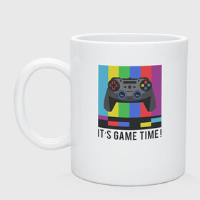 Кружка керамическая с принтом ITS GAME TIME! ВРЕМЯ ИГРАТЬ в городе Новоалтайск, керамика | объем — 330 мл, диаметр — 80 мм. Принт наносится на бока кружки, можно сделать два разных изображения | game | gamer | играть | игрок | игроку | игрушка | игры | консоль | приставка