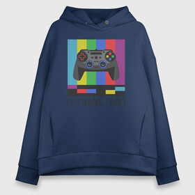 Женское худи Oversize хлопок с принтом ITS GAME TIME! ВРЕМЯ ИГРАТЬ в городе Новоалтайск, френч-терри — 70% хлопок, 30% полиэстер. Мягкий теплый начес внутри —100% хлопок | боковые карманы, эластичные манжеты и нижняя кромка, капюшон на магнитной кнопке | game | gamer | играть | игрок | игроку | игрушка | игры | консоль | приставка