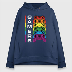 Женское худи Oversize хлопок с принтом GAMERS  ГЕЙМЕРЫ в городе Новоалтайск, френч-терри — 70% хлопок, 30% полиэстер. Мягкий теплый начес внутри —100% хлопок | боковые карманы, эластичные манжеты и нижняя кромка, капюшон на магнитной кнопке | game | gamer | играть | игрок | игроку | игрушка | игры | консоль | приставка