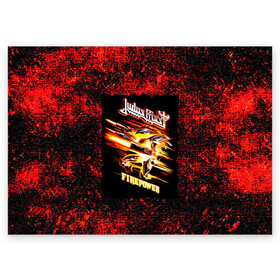 Поздравительная открытка с принтом JUDAS PRIEST rock в городе Новоалтайск, 100% бумага | плотность бумаги 280 г/м2, матовая, на обратной стороне линовка и место для марки
 | judas priest | гленн типтон | йен хилл | роб хэлфорд | скотт трэвис | хард рок | хеви метал
