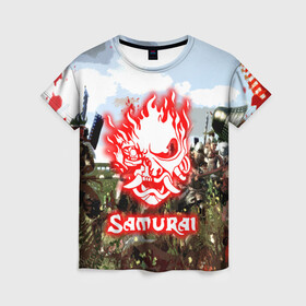Женская футболка 3D с принтом SAMURAI | CYBERPUNK в городе Новоалтайск, 100% полиэфир ( синтетическое хлопкоподобное полотно) | прямой крой, круглый вырез горловины, длина до линии бедер | 2077 | cd projekt red | cyberpunk | cyberpunk 2077 | game | samurai | арт | будущее | видеоигра | игра | киберпанк | киберпанк 2077 | киборг | киборги