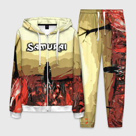 Мужской костюм 3D с принтом SAMURAI PROJECT RED в городе Новоалтайск, 100% полиэстер | Манжеты и пояс оформлены тканевой резинкой, двухслойный капюшон со шнурком для регулировки, карманы спереди | 2077 | cd projekt red | cyberpunk | cyberpunk 2077 | game | samurai | арт | будущее | видеоигра | игра | киберпанк | киберпанк 2077 | киборг | киборги
