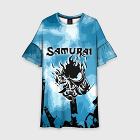 Детское платье 3D с принтом SAMURAI KING 2077 в городе Новоалтайск, 100% полиэстер | прямой силуэт, чуть расширенный к низу. Круглая горловина, на рукавах — воланы | 2077 | cd projekt red | cyberpunk | cyberpunk 2077 | game | samurai | арт | будущее | видеоигра | игра | киберпанк | киберпанк 2077 | киборг | киборги